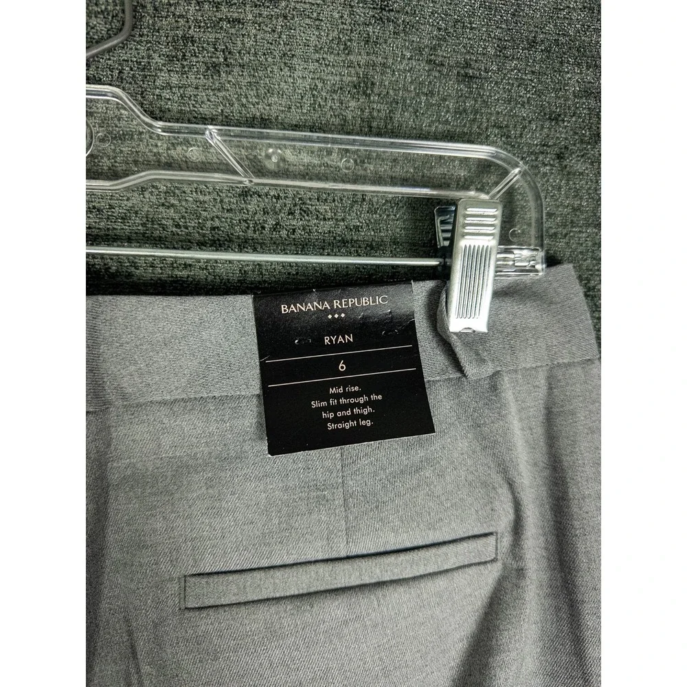 Banana Republic Ryan Slim Straight Trousers Womens 6 Gray Mid Rise‎ Dress Pants